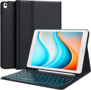 CHESONA Keyboard Case for iPad 9th Generation 2021 10.2 Inch, Detachable Wireless with Pencil Holder Stand Folio Keyboard Cover for iPad 9th Gen/8th Gen/7th Gen 10.2" (Backlit)