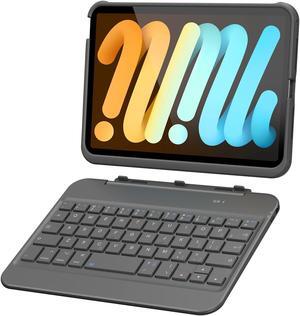 GreenLaw iPad Mini 6 8.3 inch 2021 Case with Keyboard, Magnetic Detachable, Bluetooth Wireless, Silicone+ABS Case, Type-C Rechargeable, Grey