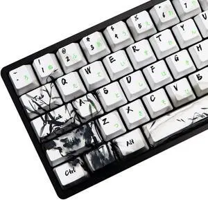 MOLGRIA Keycaps 68 Set Ink Panda for 68 Keys Keyboard, Custom PBT OEM Profile Key Caps with Japanese Font for Cherry MX Gateron Khail Switches Gaming Keyboard