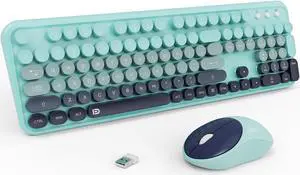 TKVPJYYI 2.4GHz Wireless Keyboard and Mouse Set with Switch Button Full-Size Keyboard Compatible for Laptop/PC/Notebook/Smart TV (Indigo Blue)