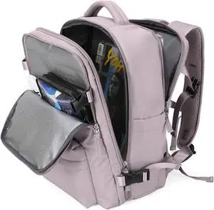 WONHOX Carry on Travel Laptop Backpack for Women Men Flight Approved,Backpack for Women Travel Bag Hiking Outdoor Sports Rucksack Casual Daypack, Lotus Pink