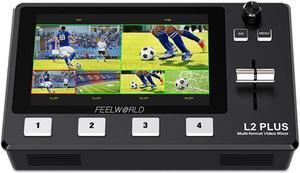 FEELWORLD L2 Plus Multi-Camera Video Mixer Switcher with 5.5" LCD Touch Screen PTZ Control Chroma Key Built-in Chroma Key and Logo Overlay USB3.0 Live Streaming