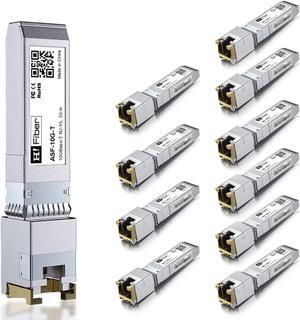H!Fiber 10 Pack 10Gb SFP+ RJ45 Transceiver Support 10G/5G/2.5G/1.25G, 30m, 10Gbase-T SFP+ Ethernet Module Compatible with Cisco SFP-10G-T-S, Ubiquiti UF-RJ45-10G, UniFi,TP-Link,Fortinet,MikroTik