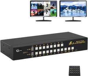 CKLau 8x2 Multi-View HDMI Split KVM Switch - Dual Monitor, Supports Single to Eight-Screen Modes, Split & PIP Function, Sync, Through-Screen, EDID, 4K30Hz, Hotkey Switching