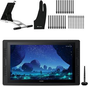 HUION Kamvas Pro 24 Graphic Drawing Monitor 2.5K QHD Resolution with Full Laminated Screen Anti-Glare Glass Pen Display, 20 Express Keys & Dual Touch Bar with 8192 Pressure Levels 10pcs Felt Nibs