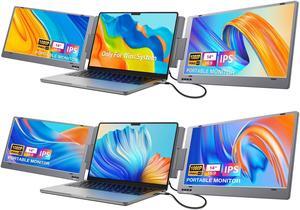 KYY Triple Laptop Screen Extender, 14" 1080P FHD IPS Dual Portable Monitor for Laptop, USB C Travel Extended Monitor for 12-16'' Laptop, 210degRotation & Kickstand, for Mac Wins Android