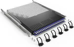 PATCHBOX® Plus+ Cat.6a - 24-Port Patch Panel with Retractable Cable Management System for 19 Racks, Includes Flat 10GB Cables and Cassettes, Easy Network and Server Setups (UTP, Violet, 1.8m / 30RU)