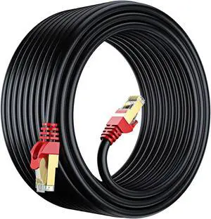 Cat7 Ethernet Cable 150 ft  High-Speed LAN Internet Patch Cord, Flat Design, RJ45 Gold-Plated Connectors, 600MHz, 10Gbps  for Gaming, Streaming, Modem, Router  Red