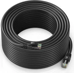 Maximm Ethernet Cable 200 ft CAT6 High Speed Internet Network LAN Cable Cord, Outdoor Waterproof (Black)