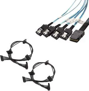 Cable Matters 1 Internal Mini SAS to SATA Cable 3.3 Feet 2 2-Pack 15 Pin SATA to 4 SATA Power Splitter Cable - 18 Inches
