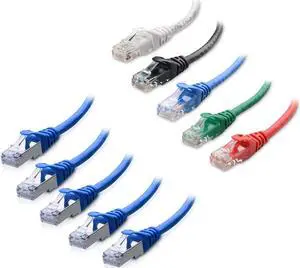 Cable Matters 5-Color Combo Snagless Short Cat6 Ethernet Cable (Cat6 Cable, Cat 6 Cable) 5 ft & 5-Pack Cat6A (SSTP, SFTP) Shielded Ethernet Cable in Blue