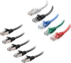 Cable Matters 5-Color Combo Snagless Short Cat6 Ethernet Cable (Cat6 Cable, Cat 6 Cable) 3 ft & 5-Pack Snagless Short Cat6A (SSTP, SFTP) Shielded Ethernet Cable in Black