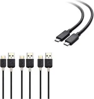 Cable Matters 1-Pack 6-Foot USB C to USB C Monitor Cable with 4K 60Hz Video Resolution, 100W Power Delivery, and 5Gbps USB-C 3.1 Gen 1 Data Transfer & 3-Pack 3.3-Foot Slim Series USB C Cable