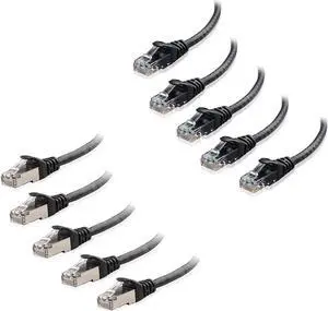 Cable Matters 5-Pack 5-Foot Snagless Short Cat6 Ethernet Cable (Cat6 Cable, Cat 6 Cable) in Black & 10-Foot Snagless Cat 6a, Cat6a (SSTP, SFTP) Shielded Ethernet Cable