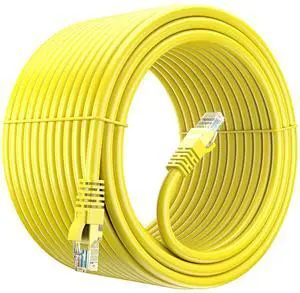 Maximm Cat6 Ethernet Cable - 150 Ft, 100% Pure Copper, UTP (Yellow) - LAN, Internet, Patch & Network Cable