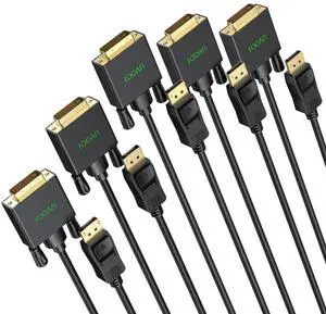 UVOOI DisplayPort DP to DVI Cable 6.6 Feet 5-Pack, Display Port to DVI-D Cable Adapter Male to Male Compatible with PC, Laptop, HDTV, Projector, Monitor