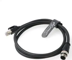 4Pin-RJ45-Ethernet-Industrial-Cat5e-Cable D-Code M12 4 Pin Male to RJ45 Male Cat5e High Flex Ethernet Shielded Cable Industrial Field-wireable Machinery Sensor Camera 3.3Ft|1M