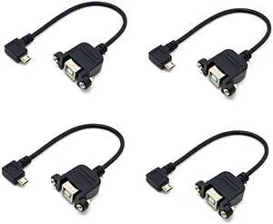 4-Pack 90 Degree Left Angled Micro USB 5pin Male to USB B Female Panel Mount Cable