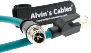 Alvin's Cables M12 8 Pin Male to RJ45 Shielded Ethernet Cable M12 X Coded 8 Position Cat6a Cable for Cognex Industrial Camera 3.2ft/1M
