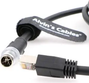 Alvin's Cables M12 8 Pin Male to RJ45 Shielded Ethernet Cable X Coded 8 Position Cat6a Cable for Cognex Industrial Camera 9.84ft/3M