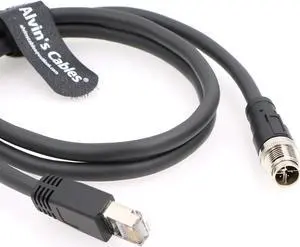 Alvin's Cables M12 8 Pin Male to RJ45 Shielded Ethernet Cable X Coded 8 Position Cat6a Cable for Cognex Industrial Camera 3.2ft/1M