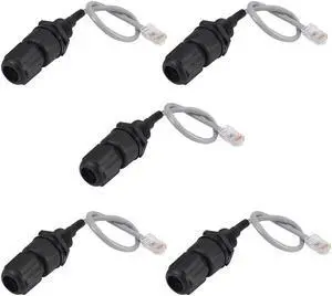 ANMBEST 5PCS M25 RJ45 Waterproof Cat5/5e/6 8P8C Connector IP67 Ethernet LAN Cable Connector Double Head with Shield Cat5E Network Cable Outdoor LAN Coupler Adapter Male to Female