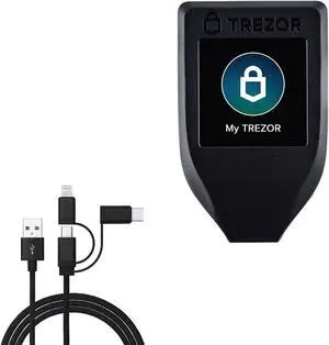 BoxWave Cable Compatible with Trezor Model T - AllCharge 3-in-1 Cable - Jet Black
