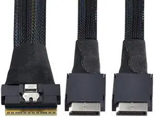 chenyang SFF-8654 8i 74Pin to Dual Oculink SFF-8611 PCI-E Ultraport Slimline SAS Slim 4.0 Cable 50cm PCI-Express