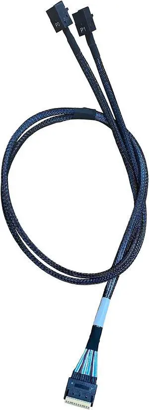 DiliVing DiLinker SlimSAS 8X to 2*MiniSAS HD 4X,SFF-8654 74Pin to 2*SFF-8643 36Pin Cable 80cm(Broadcom MPN 05-60003-00)
