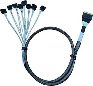 DiliVing DiLinker SlimSAS X8 to 8*SATA,SFF-8654 74P to 8*SATA 7P, SlimSAS Host/RAID to SATA Target HD, 85CM Cable