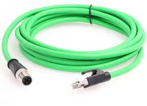 Eonvic M12 4 Pin D-Code to RJ45 Gigabit Cognex Industrial Camera Network Cord CAT5 Shielded Cables (Green, 2M)