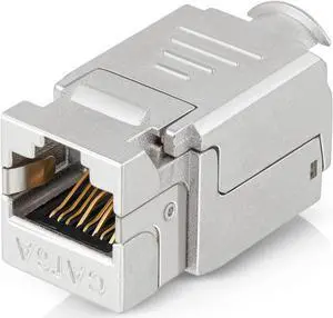 Everest Media Solutions RJ45 Shielded Keystone Jack - 12-Pack - Slim Profile, 90 Degrees, F/STP Female Connector - Tested for CAT5e, CAT6, CAT6A, CAT7 - up to 10GB Speed