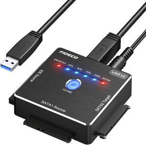 FIDECO SATA/IDE to USB 3.0 Adapter, Hard Drive Adapter Cable for Universal 2.5/3.5 Inch IDE/SATA External HDD SSD, 5.25-Inch DVD-ROM/CD-ROM/CD-RW, Support Offline Clone