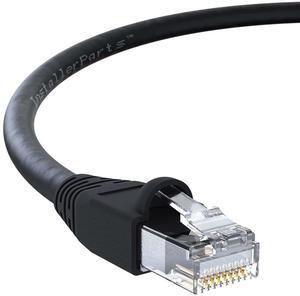 InstallerParts Ethernet Cable CAT6A Cable UTP Booted 35 FT - Black - Professional Series - 10Gigabit/Sec Network/High Speed Internet Cable, 550MHZ