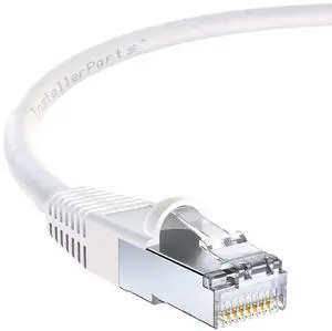 InstallerParts (10 Pack Ethernet Cable CAT6 Cable Shielded (SSTP/SFTP) Booted 1 FT - White - Professional Series - 10Gigabit/Sec Network/High Speed Internet Cable, 550MHZ