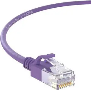 InstallerParts Ethernet Cable CAT6A Slim Cable UTP Booted 5 FT (10 Pack) - Purple - Professional Series - 10Gigabit/Sec Network/High Speed Internet Cable, 550MHZ, 28AWG