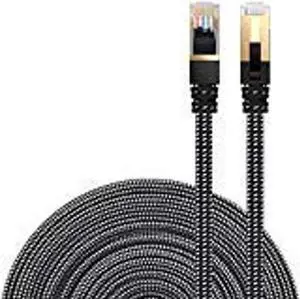 DanYee Cat 8 Ethernet Cable, Nylon Braided 33ft CAT8 High Speed Professional Gold Plated Plug STP Wires CAT 8 RJ45 Ethernet Cable 3ft 10ft 16ft 26ft 33ft 50ft 66ft 100ft(Black 33ft)