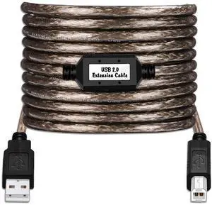 LDKCOK Active USB 2.0 Printer Cable 60ft - A-Male to B-Male High Speed Printer/Scanner/Repeater Cable for HP, Canon, Lexmark, Epson, Dell, Samsung etc