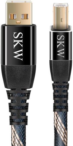 SKW Audiophiles USB 2.0 DAC Audio Cable USB Type A to USB Type B Printer Cable for Computer to DAC, Sound Card, or Headphone Amplifier 3.2ft(1m)