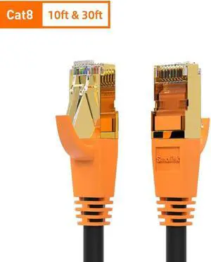 Cat8 Ethernet Cable (10ft + 30ft), Outdoor&Indoor, Heavy Duty High Speed 26AWG Cat8 LAN Network Cable 40Gbps, 2000Mhz with Gold Plated RJ45 Connector, Weatherproof S/FTP UV Resistant for Router/Gaming