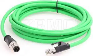 SZRMCC M12 Ethernet Cable D-Code 4 Pin Male to RJ45 Connector High Flex Cat5e Shielded Waterproof Network Cable for Industrial Camera Sensor (3m,Green)