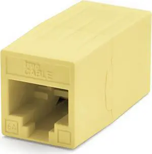 trueCABLE Cat6A Inline Coupler, Unshielded (UTP), PoE++ (4PPoE), UL Listed, ETL Verified, ANSI/TIA 568-2.D Cat 6A Performance Compliant, Female to Female RJ45 Couplers, Yellow, 6 Pack