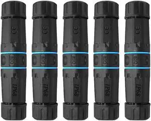 AUSGLEIFEN 5PCS RJ45 Coupler Waterproof Connector IP68 Waterproof Ethernet Outdoor LAN Cable Connector for Cat5/Cat5e/Cat6/Cat7 Ethernet Cable, Shielded Female to Female Waterproof Ethernet Coupler