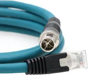 ZBLZGP M12 Cat7e Ethernet Shielded Cable 8 Position X-Code Male to RJ45 Gigabit Shielded Flexible for Cognex Industrial Camera CCB-84901-1002-02 2M