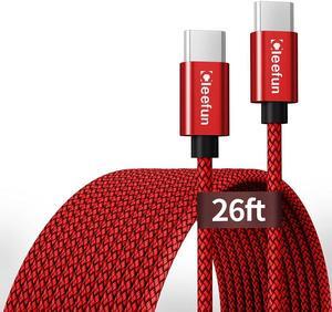 CLEEFUN USB C to USB C Cable 26ft, 1-Pack Type C to C Charger Cable 60W Fast Charging for iPhone 16 Pro Max/Plus/Pro, for iPhone 15 Pro Max Plus, for iPad/MacBook USB-C, Galaxy S24 S23