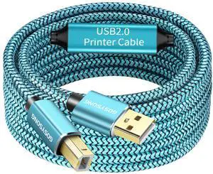 GOSYSONG Printer Cable 50ft USB 2.0 Type A to B, High Speed Compatible With HP, Canon, Dell, Epson, Xerox, Samsung