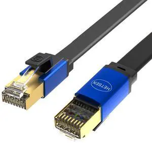 HETSEN Cat 8 Ethernet Cable 50ft Shielded, Pass Fluke Tested & Certified Quality, 40Gbps High Speed 26AWG, 2000Mhz SFTP Patch Cord with Gold Plated RJ45 Connector, in Wall, for Outdoor & Indoor