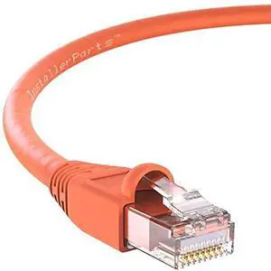 InstallerParts Ethernet Cable CAT6A Cable UTP Booted 25 FT - Orange - Professional Series - 10Gigabit/Sec Network/High Speed Internet Cable, 550MHZ
