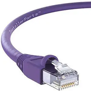 InstallerParts (10 Pack Ethernet Cable CAT6A Cable UTP Booted 1 FT - Purple - Professional Series - 10Gigabit/Sec Network/High Speed Internet Cable, 550MHZ