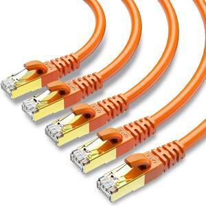 CAT 8 Ethernet Cable Shielded SFTP Internet Network Patch Cord, Heavy Duty High Speed LAN Cables w Gold Plated RJ45 Connector Professional for Router, Modem, Gaming, Xbox (15 Feet, 5 Pack Orange)